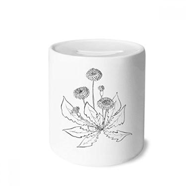 Imagem de DIYthinker Dente-de-leão florescendo flores pretas brancas caixa para dinheiro caixa de cerâmica presente de cofrinho