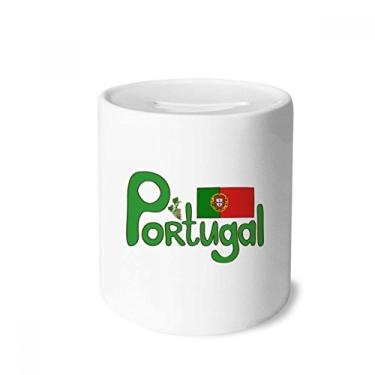 Imagem de DIYthinker Caixa de moedas de cerâmica com estampa verde da bandeira nacional de Portugal