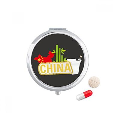 Imagem de China Mapa de bambu amarelo China caixa de armazenamento de remédios recipiente recipiente