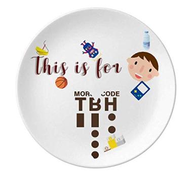 Imagem de Prato de porcelana Morse Code Honestly Expressed Point Line Jantar redondo Prato Masculino