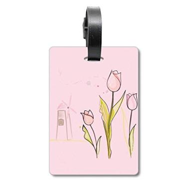 Imagem de Windmill Tulipa House Greenery Plant Flower Suitcase Bag Tag Bagagem Cartão Pendurado Scutcheon