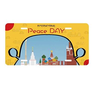 Imagem de DIYthinker Placa de licença com estampa de símbolo nacional da Rússia de Moscou, etiqueta para decoração de carro, dia da paz