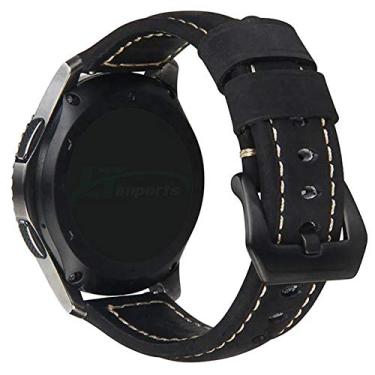 Imagem de Pulseira 22mm Couro BK compatível com Samsung Galaxy Watch 3 45mm - Galaxy Watch 46mm - Gear S3 Frontier - Amazfit GTR 47mm - Amazfit GTR 3 - Marca LTIMPORTS (PRETO)