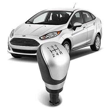 Imagem de Bola Cambio New Fiesta Hatch Sedan Ecosport Ka Preta Lente Prata 5 Marchas Ré para Trás