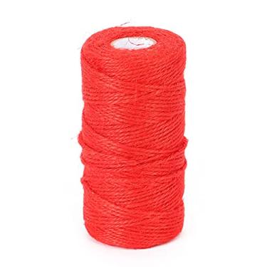 Imagem de Corda de juta, corda de cânhamo barbante para embalagem de presente para jardinagem (vermelho)