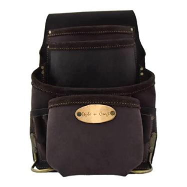 Imagem de Style n Craft 90-926 10 bolsos para unhas e ferramentas em couro oleado de grão superior