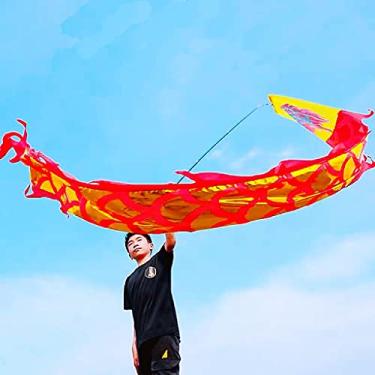 Imagem de DSJUGGLING 3 metros (9,8 pés) Escama dourada Dragon Poi, aptidão para atividades ao ar livre Dragon Dance 3D Rainbow Color Dragon Ribbon Streamer com cabo de fibra de vidro + bolsa de viagem! (Dragão