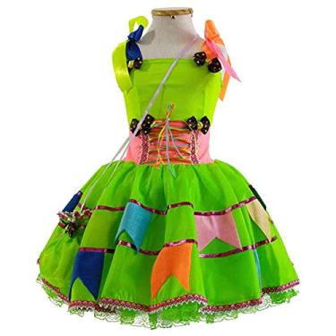 Imagem de Vestido de Festa Junina Bebê Luxo 1 á 2 Anos com Bolsa (PP 0-6 Meses)