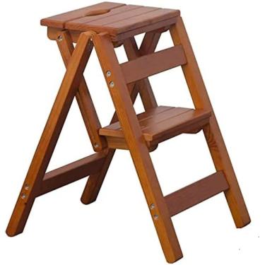 Imagem de Banco De Degrau Dobrável 2/3/4 Escada De Degrau De Madeira Cadeira De Escada Para Biblioteca/cozinha/escritório Escadote Leve 330 Lbs Capacidade Com Milti-fuction,#2,Collector88