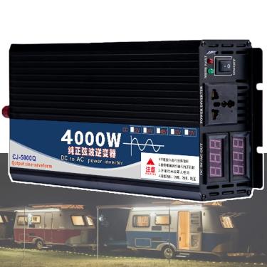 Imagem de 3500/4000/5000 W Inversor Senoidal Puro, Dc 12v/24v/48v/60v/72v a 110v/220v Ac Inversor Para Carro, Display Digital Duplo - Soquete Universal Duplo, Para Viagens, Camping, Casa,24Vto110V-4000W