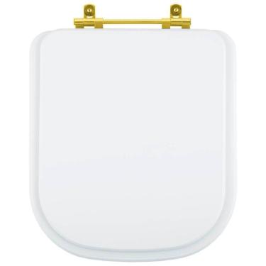 Imagem de Assento Sanitário Debba Branco para vaso Roca Com Ferragem Dourada