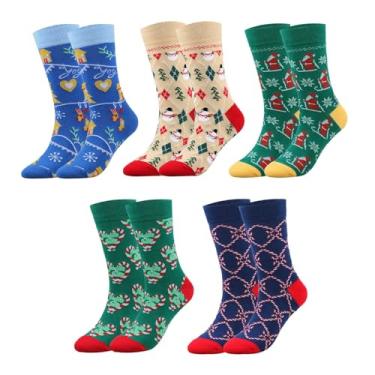 Imagem de 5 Pares De Meias De Natal Para Mulheres Santa Candy Cane Slipper Socks Sofes Indoor Meias Athletic