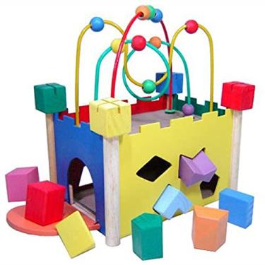 Imagem de Castelinho De Formas Com Aramado - Madeira - Multicolorido - Bem Infantil