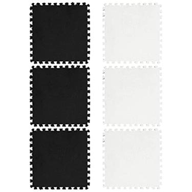 Imagem de IMIKEYA Tapetes Para 6Pcs Encravamento Tapete Piso Puzzle de Espuma Tapete Telha Do Tapete Tapete de Área Tapetes de Retalhos Tapete Quadrados para Chão da Sala de Quarto Preto Branco