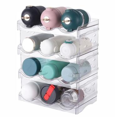 Imagem de Organizador De Garrafa De água MOUMOUTEN, Suporte De Garrafa De água De Plástico Transparente De 4 Pacotes, Prateleira De Armazenamento De Vinho Empilhável, Para Organização De Despensa De Cozinha