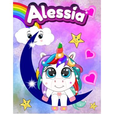 Imagem de Quaderno con Baby Unicorno - Alessia: Quadernone a Righe per 1 e 2 Elementare con Unicorni ed Arcobaleno per Bambine - Le Pagine sono numerate e ... Notebook per scrivere e fare i compiti