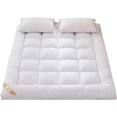 Imagem de Colchão Futon Colchão Futon Topper Colchão De Chão Almofada De Colchão Grosso Colchão De Cama Acolchoado Topper Down Almofada De Dormir Alternativa Para Quarto De Hóspedes,Branco,180x200cm,Strikin