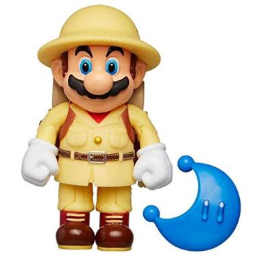 Imagem de Nintendo Super Mario Explorer Mario 4" Figura Articulada com Blue Power Moon