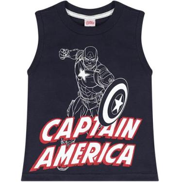 Imagem de Camiseta Sem Manga Infantil Capitão America Azul - Marvel - Marvel V