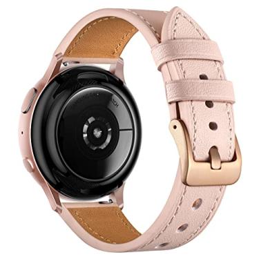 Imagem de GEAK Pulseira de couro compatível com Samsung Galaxy Watch 7 de 40 mm e 44 mm, Galaxy Watch 6 5 4 de 40 mm e 44 mm, Galaxy Watch 6 Classic de 47 mm e 43 mm, Galaxy Watch 5 Pro de 45 mm, 20 mm, rosa