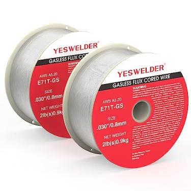 Imagem de YESWELDER Flux Core Fio MIG sem gás, aço carbono suave E71T-GS 0,030 polegadas de diâmetro de 9 kg, fio de solda de carretel de plástico ABS forte (2 pacotes)