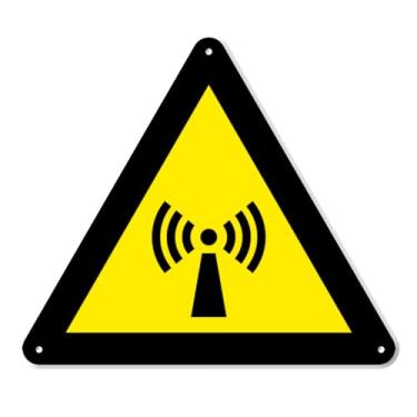 Imagem de Caution Sinal de perigo de radiofrequência - Sinal de segurança de PVC triangular de 20 cm - Placa de PVC premium para local de trabalho, armazém, local de trabalho, regulação OSHA - Resistente ao