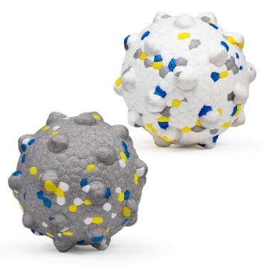 Imagem de Bolas de cachorro aprimoradas para mastigadores agressivos, bolas de tênis indestrutíveis para cães, bolas de brinquedo duráveis para cães, brinquedos interativos para cães para jogos de busca,