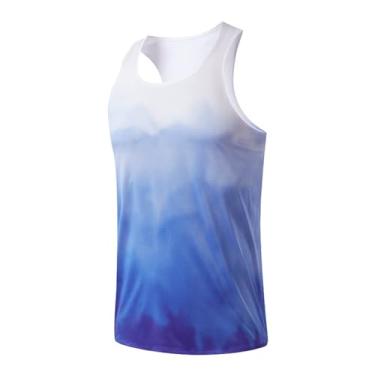 Imagem de Camiseta de compressão masculina Active Vest Body Shaper Workout Cor gradiente Muscular Fitness Regata, Roxo claro, XG