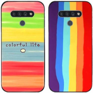 Imagem de 2 peças colorido vida arco-íris impresso TPU gel silicone capa de telefone traseira para LG Series (LG K71)