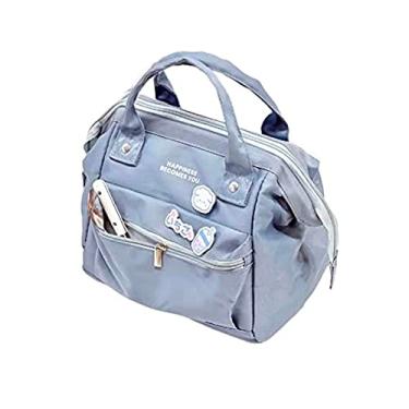 Imagem de RICHTRUE Lancheira Kawaii para meninas, lancheira bonita isolada para mulheres e crianças (azul - 3 pinos)