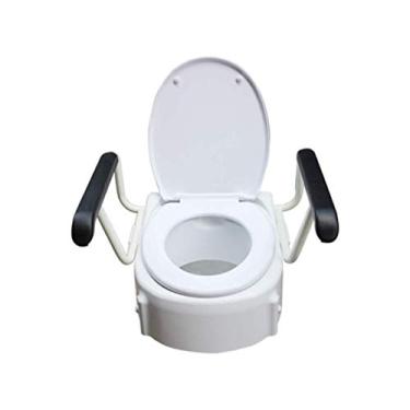 Imagem de Assento sanitário elevado para cadeira de banho, assento de vaso sanitário de assistência portátil com apoio de braço para idosos deficientes para banheiro e banheiro