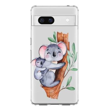 Imagem de Blingy's Capa para Google Pixel 8a, bonito estilo urso coala, desenho animado, animal, transparente, macio, capa protetora transparente (6,1 polegadas) (família coala)