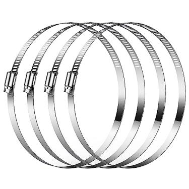 Imagem de VIVOSUN Braçadeiras de duto de ar de aço inoxidável, braçadeiras de mangueira ajustáveis de 16 cm, com acionamento helicoidal para dutos, aquecimento, resfriamento, exaustão e ventilação (pacote com 4)