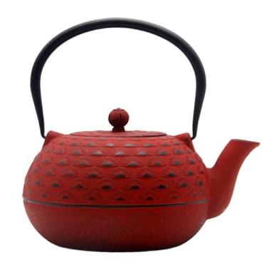 Imagem de YJX Bule de Chá Grande de Ferro Fundido com Infusor de Aço Inoxidável para Fogão Seguro (1800 ml - Vermelho)