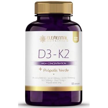 Imagem de Vitamina D3-K2-2.000 Ui, B12, Vit. C, Própolis Verde, Zinco - 60 doses 4 em 1