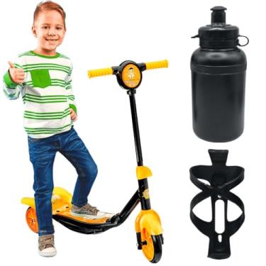 Imagem de Kit Patinete 3 Rodas Infantil Menino com Freio e Altura Regulável Presente Criança 3 anos + garrafa de água inclusa com suporte (Laranja)
