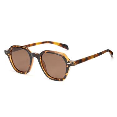 Imagem de Cyxus Óculos de sol polarizados com proteção UV 2024 para homens e mulheres, moderno, estilo vintage, 99% UVA UVB P1555, Armação de flor de feijão 02 - lente de chá, Medium