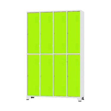 Imagem de Armário Roupeiro De Aço Para Vestiário 8 Portas Locker Verde com Chave