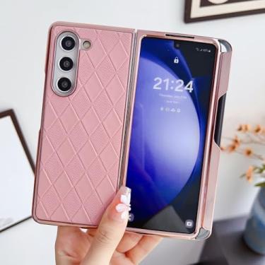 Imagem de Capa de telefone dobrável fina de couro com suporte para caneta para Samsung Galaxy Z Fold 5 Fold 4 Fold 3 5G com capa Stylus, rosa, para Galaxy Z Fold5