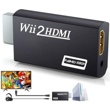 Imagem de Conversor Wii para HDMI, adaptador de Wii para HDMI, Wii para HDMI 1080p 720p, saída de vídeo e áudio de 3,5 mm – suporta todos os modos de exibição Wii preto