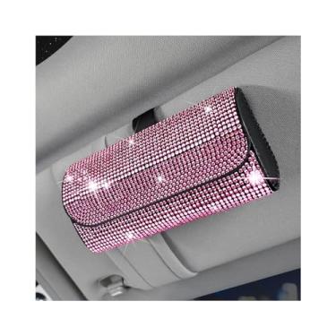 Imagem de Osilly Suporte de óculos de sol para carro Bling para viseira de sol, organizador de clipe automotivo de couro brilhante com fecho magnético oculto para homens e mulheres, universal para van de