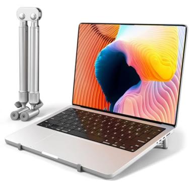 Imagem de Suporte de laptop portátil para mesa, suporte ergonômico ajustável para laptop totalmente dobrável para facilitar o armazenamento, suporte de alumínio para laptop compatível com MacBook Air/Pro, Dell,