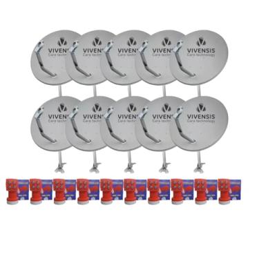 Imagem de KIT 10 MINIPARABÓLICA VIVENSIS 60 CM + 10LNBF QUADRUPLO