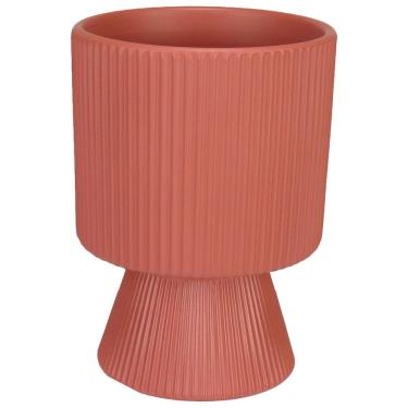 Imagem de CACHEPÔ VASO DECORATIVO ENFEITE CASA REDONDO HOME&CO CERÂMICA 16x12x12cm TERRACOTA