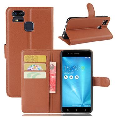 Imagem de Capa ASUS Zenfone 3 Zoom/ZE553KL, capa carteira flip de couro PU premium com compartimento para cartão, suporte e fecho magnético [capa interior TPU à prova de choque] compatível com ASUS Zenfone 3