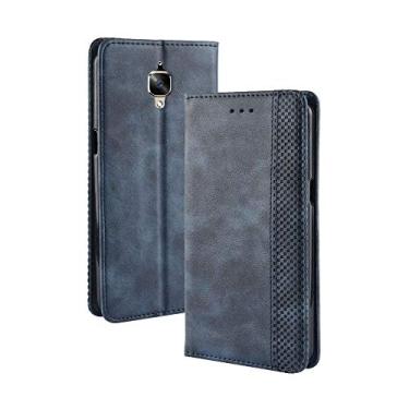 Imagem de Capa para OnePlus 3/3T, carteira de couro com suporte flip para OnePlus 3/3T, capa magnética retrô para celular, capa carteira com compartimentos para cartões