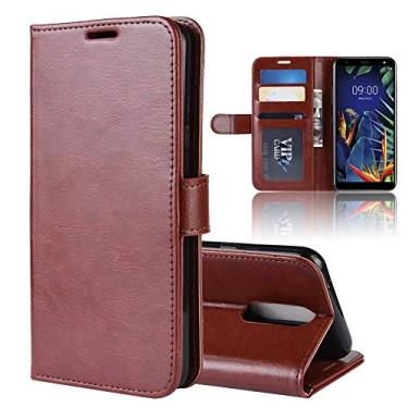 Imagem de Capa para LG K40, para LG K12 Plus/X4 2019, capa, proteção magnética de corpo inteiro, à prova de choque, capa carteira de couro flip com suporte para cartão (marrom)