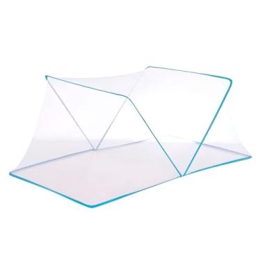 Imagem de Grupo ShopMix, Mosquiteiro Cama Casal Tenda Portátil Dobrável Prática Mosquiteiro Cama Casal Tenda Portátil Dobrável Prática Cor:Azul