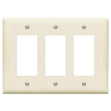 Imagem de ENERLITES Capa de interruptor de decoração tripla, placa de parede de tomada de três bandas, acabamento brilhante, tamanho médio de 3 entradas 12,4 cm x 17,2 cm, termoplástico de policarbonato