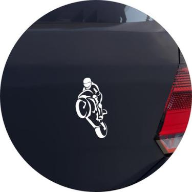 Imagem de Adesivo de Carro Empinando a Moto Speed - Cor Branco - Melhor Adesivo,